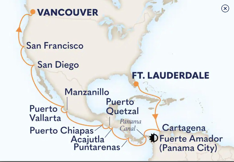 Panama Canal route map